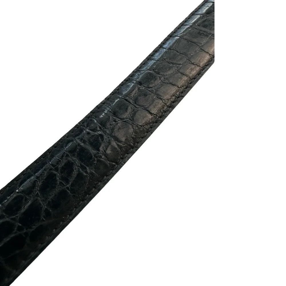 Bespoke Black Genuine American Alligator Mens Belt Size 38 NWOT